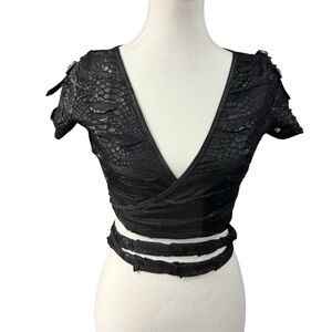 Punk Rave goth crop top wrap style size XS - S NWT